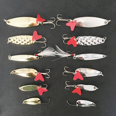 Wholesale Lua horse mouth sequins 12 shells diagonally cut sequin bait with small red heart and raised mouth metal Lua bait