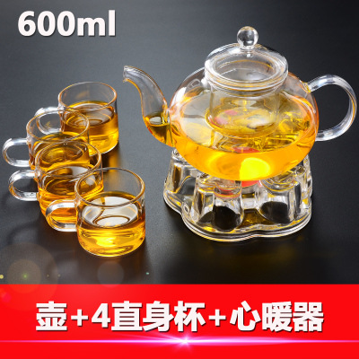 Los fabricantes suministran cuatro estaciones tetera de vidrio borosilicato tetera transparente Kung Fu juego de té traje