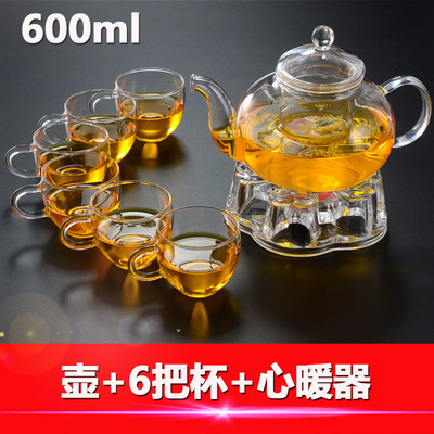 Los fabricantes suministran cuatro estaciones tetera de vidrio borosilicato tetera transparente Kung Fu juego de té traje