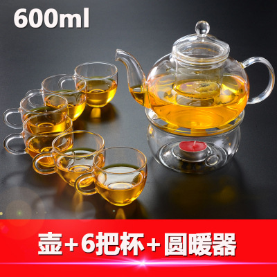 Los fabricantes suministran cuatro estaciones tetera de vidrio borosilicato tetera transparente Kung Fu juego de té traje