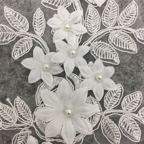 White hollow lace collar three-dimensional imitation pearl embroidery lace bridal wedding accessories wholesale