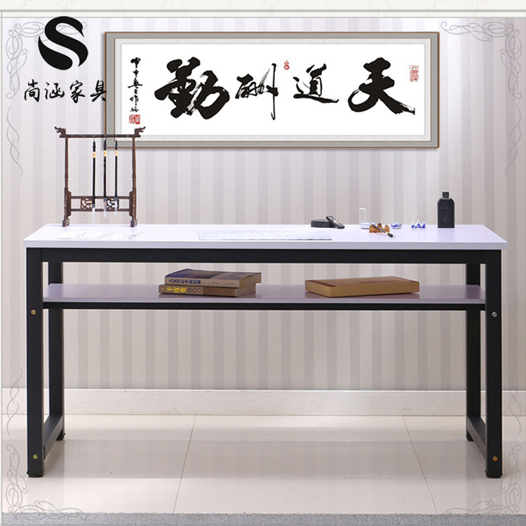 Calligraphy Table Simple Steel-wood Computer Table Household Double-layer Desk Office Painting and Calligraphy Table Workbench
