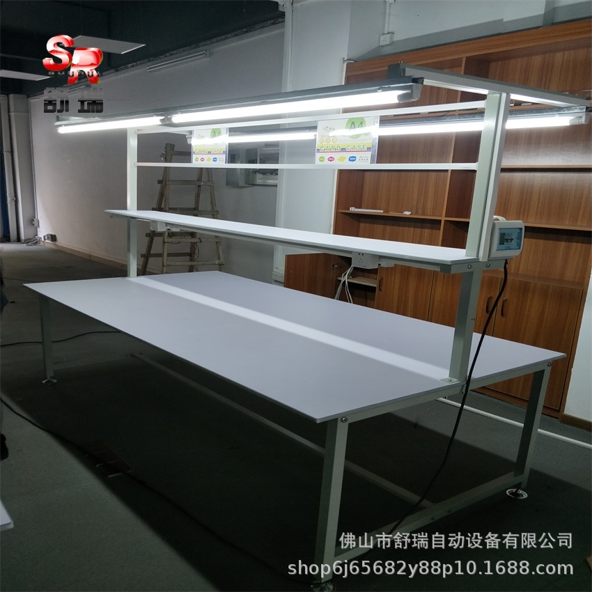 工作台定制车间防静电操作台不锈钢维修打包台双边PVC工作桌厂家