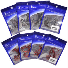 Fishing gear manufacturer wholesale 10 pieces finely packaged black and red nickel wide belly crank hook barbed fishhook fishing supplies