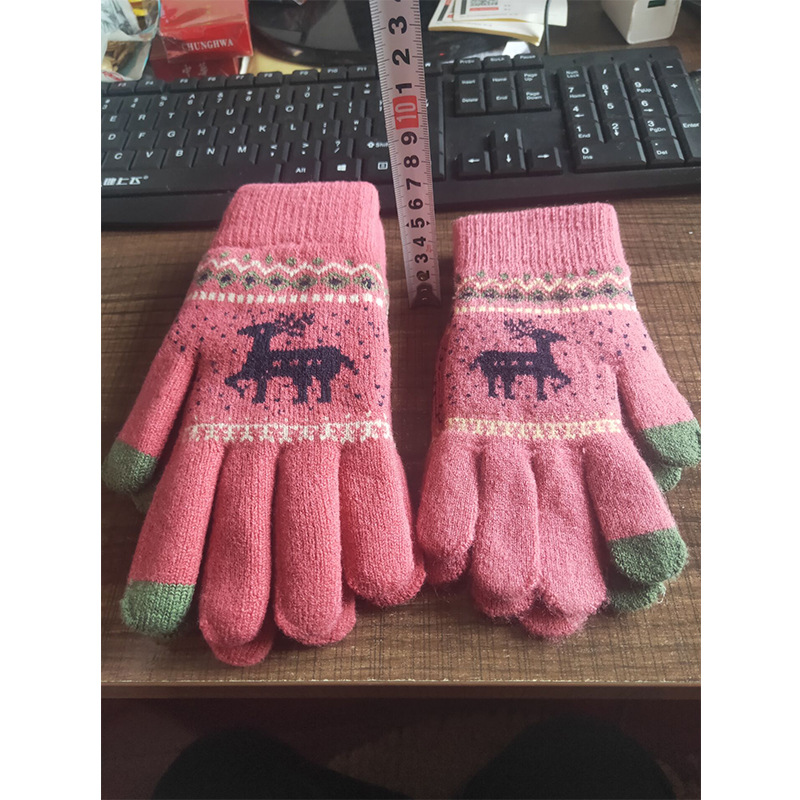 Shun Zun guantes Jacquard de pantalla táctil de punto jacquard ciervo pantalla táctil térmica de doble capa guantes de acrílico se pueden hacer en los patrones