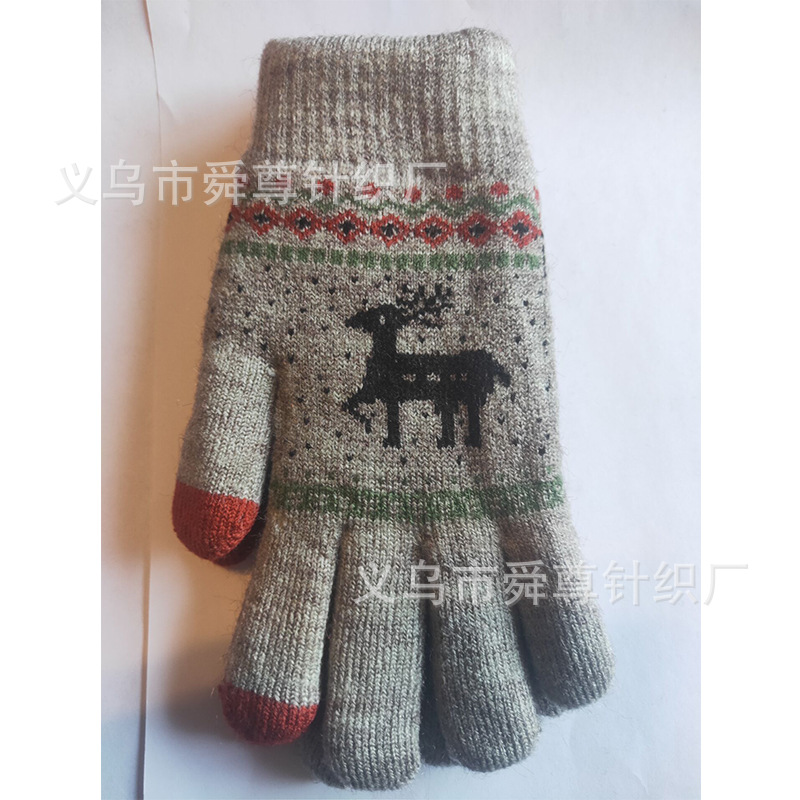 Shun Zun guantes Jacquard de pantalla táctil de punto jacquard ciervo pantalla táctil térmica de doble capa guantes de acrílico se pueden hacer en los patrones