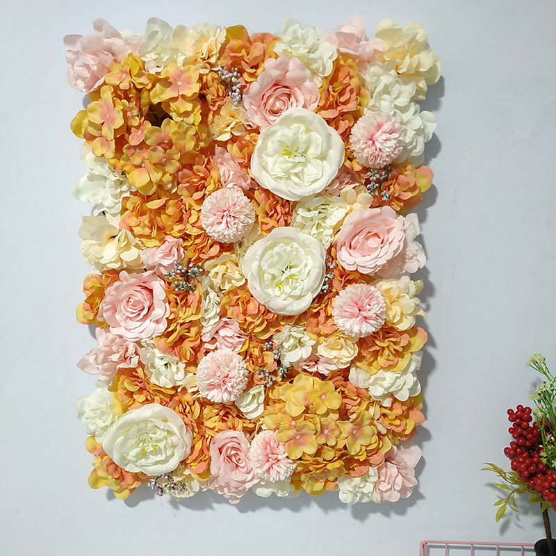 Suministros de boda pared de flores artificiales rosa peonía hortensia flor de seda fila de flores falsas decoración de pared de fondo de flores artificiales de boda