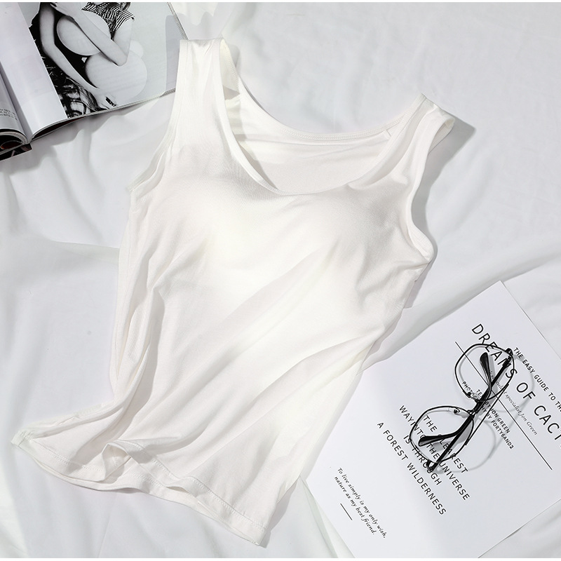 Chaleco de mujer Chaleco de una sola pieza con almohadilla en el pecho sujetador inalámbrico sin desgaste de las mujeres Copa base de desgaste exterior de las mujeres