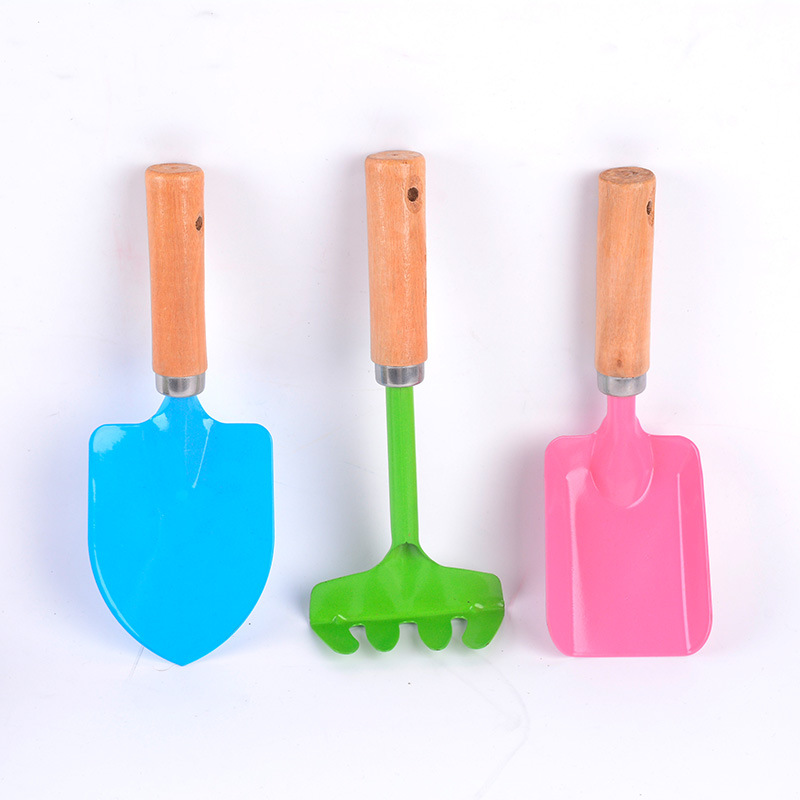 园艺工具花盆 桶种花铲子养花栽花 尖铲方铲四齿耙彩色园林三件套