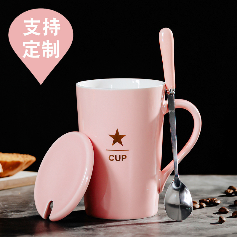 Taza de cerámica Taza de café Taza publicitaria Taza de agua con tapa Cuchara Caja de regalo Taza impresa Regalo LOGO