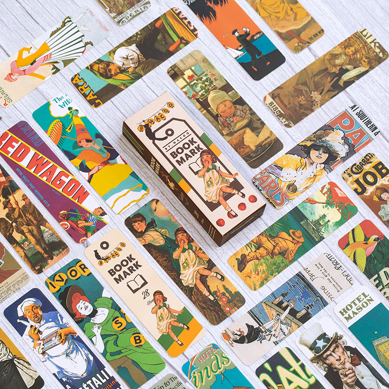 NACOO retro artística marcador chica cielo estrellado fruta creativa Tarjeta de mensaje BOOKMARK28 piezas 4 modelos
