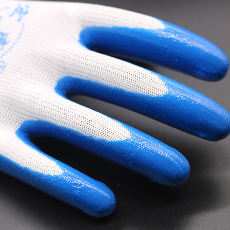 N518 guantes de protección laboral de nylon nitrilo impregnado guantes de trabajo antideslizantes resistentes al desgaste para el sitio de construcción al por mayor