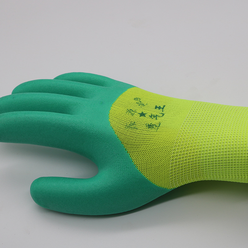 Guantes de protección laboral de espuma de látex de caucho de nylon que sumergen guantes de trabajo antideslizantes resistentes al desgaste para el sitio de construcción al por mayor