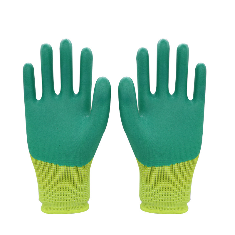 Guantes de protección laboral de espuma de látex de caucho de nylon que sumergen guantes de trabajo antideslizantes resistentes al desgaste para el sitio de construcción al por mayor