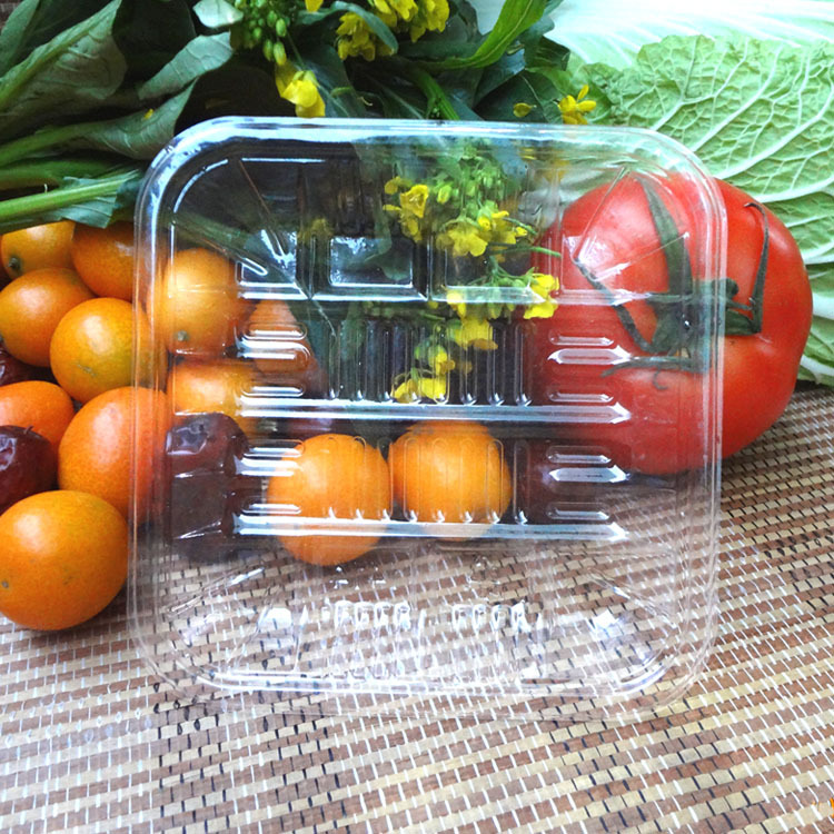 1414PET一次性透明果蔬包装托盘 超市生鲜托盘 PET打包盒厂家直销