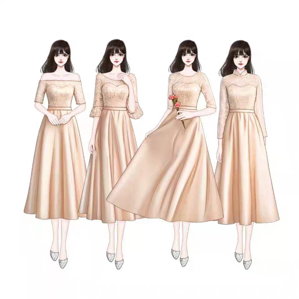 Vestido largo de dama de honor 2026, ajustado, de manga larga, para coro, banquete, graduación, grupo de hermanas, vestido de noche entallado, vestido de hada. image 5