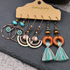 Earrings, set, fashionable accessory with tassels, European style