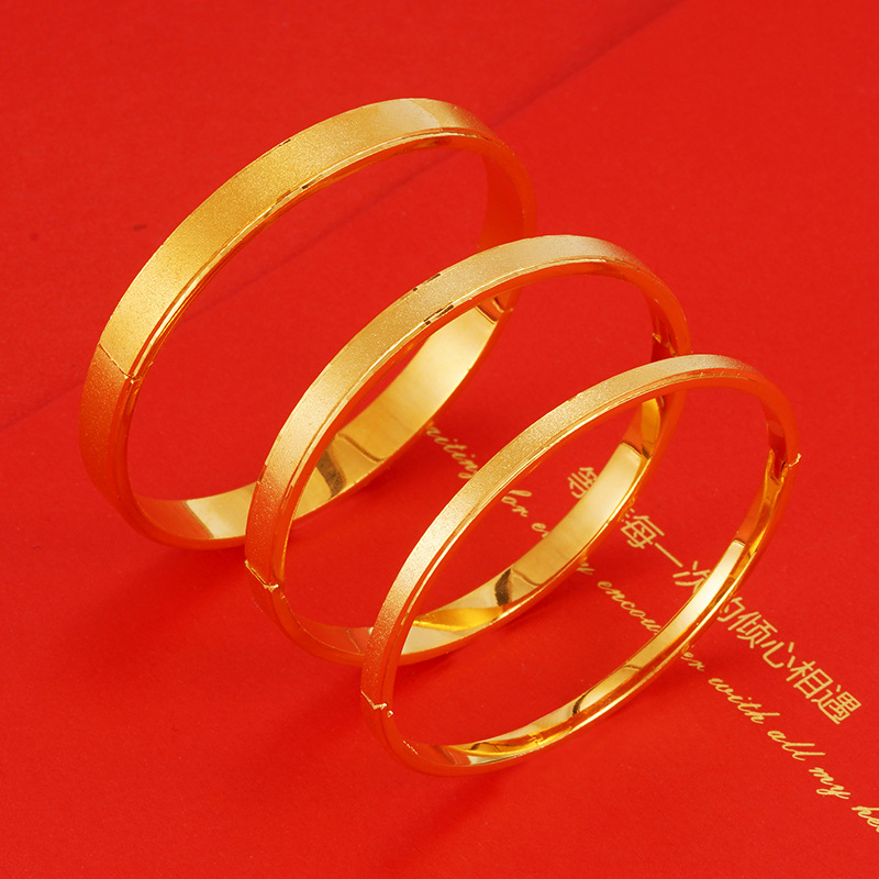 Todo partido simple cobre chapado 24K Vietnam hebilla de oro pulsera femenina europea y americana Transfronteriza Popular abierta antigua pulsera