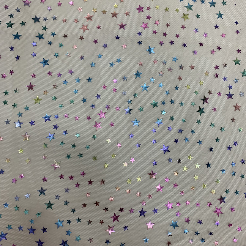 Nueva malla hexagonal malla dorado colorido estrella dorado piña malla gasa falda ropa para niños tela al por mayor