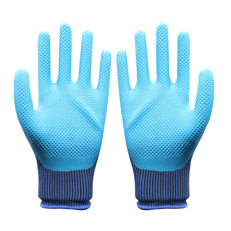 Guantes de protección laboral guantes de inmersión en relieve de látex aceite impermeable antideslizante resistente al desgaste sitio de construcción fábrica al por mayor