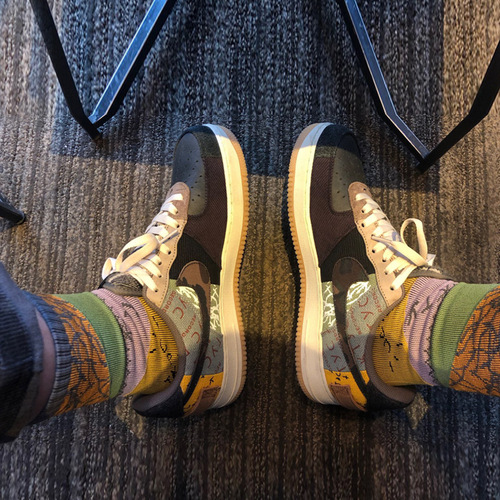 European and American trendy brand socks AF1 barb Travis Scott joint AF1 splicing TS towel bottom stockings trendy socks