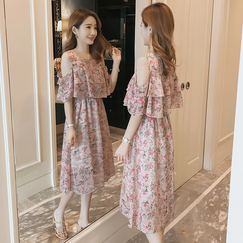 Pregnant women breastfeeding dress Summer chiffon floral dress Bohemian postpartum out of nursing clothing factory direct sales