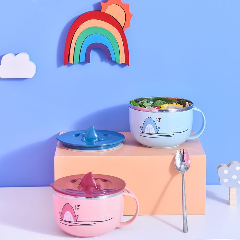 Tazón de fideos instantáneos de acero inoxidable 304 con tapa lonchera de estudiante lonchera aislada portátil lonchera