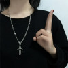 South Korea INS Harajuku Wind Street Red Tuku Dark Gobba Cold Wind, Japanese Loshen Cross Block Necklace Tide