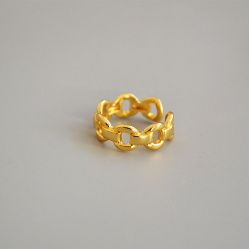 INS cool-toned brass-plated 18K gold exquisite chain open simple versatile temperament ring index finger ring for niche women