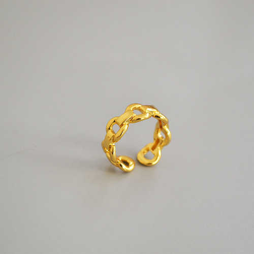 INS cool-toned brass-plated 18K gold exquisite chain open simple versatile temperament ring index finger ring for niche women
