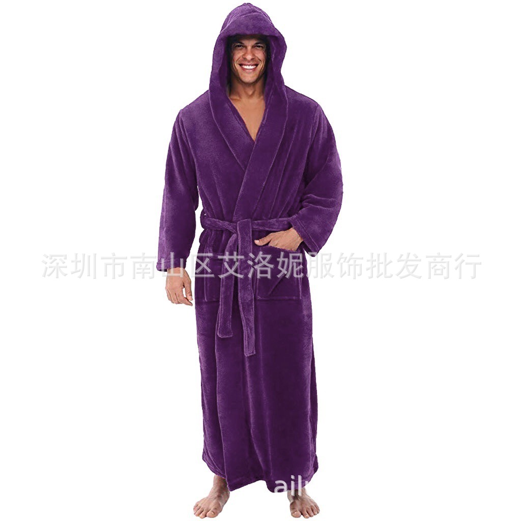2022 European and American Amazon independent station autumn and winter plus size Super lengthened bathrobe long sleeve nightgown large number in stock
