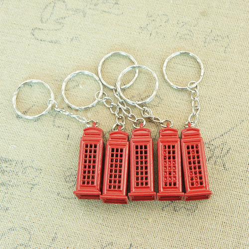 European retro London metal telephone booth piggy bank keychain creative home crafts iron telephone booth