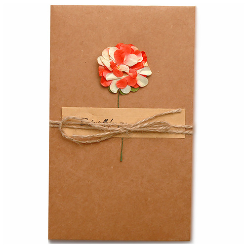 Creative DIY retro kraft paper Chinese Valentine's Day Teacher's Day kraft paper dried flower greeting card Mother's Day cross-border greeting card
