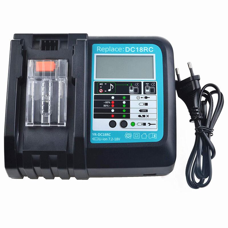 Replacement Makita charger DC18RC charger 18V fast charging with LCD display without USB port Replacement Makita charger DC18RC charger 18V fast charging with LCD display without USB port