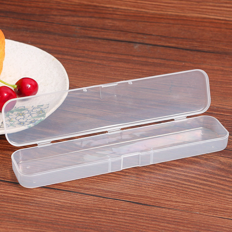 19.4*4*2.2CM厂家直供pp塑料筷子盒透明便携餐具盒翻盖收纳盒空盒