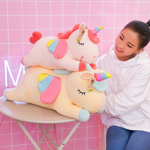 The same creative angel unicorn doll, cute rainbow pony plush toy, girl heart doll