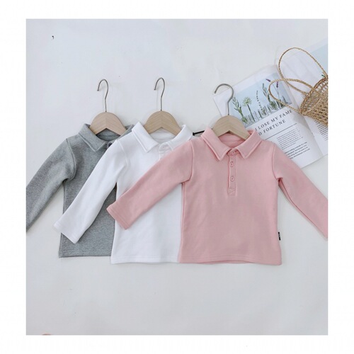 Infant boys and girls t-shirt lapel polo shirt spring and autumn children's long-sleeved tops baby boy cotton bottoming shirt trendy