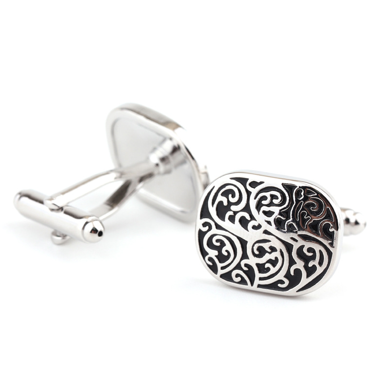 Patterned retro paint color French shirt cufflinks cufflinks men_voghion.com