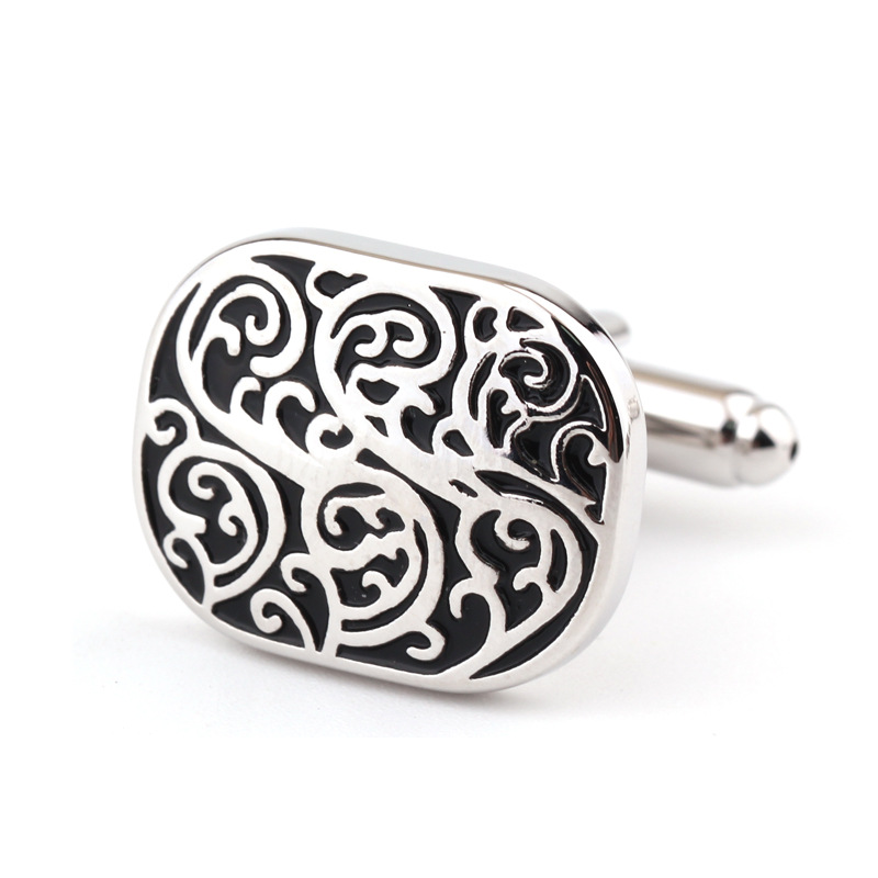 Patterned retro paint color French shirt cufflinks cufflinks men_voghion.com