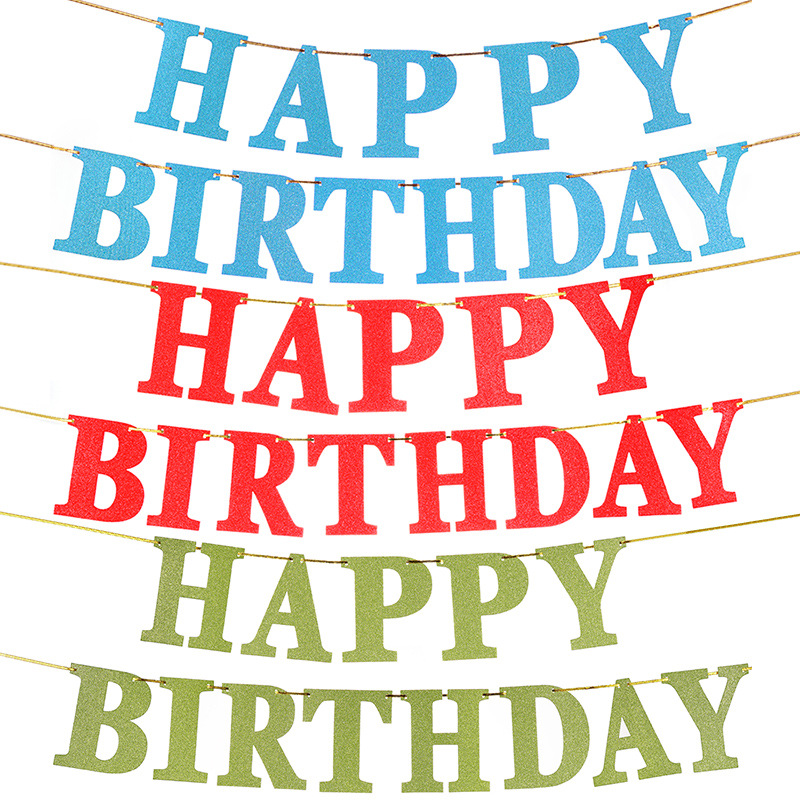 Glitter letter birthday pull flag decoration party arrangement party supplies hanging flag happy birthday letter banner in stock