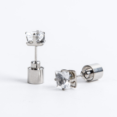 Square LED light earrings for couples, trendy men's and women's glow accessories, zirconium earrings, head ornaments, earring wholesaler