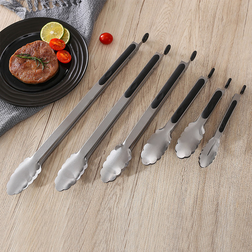 Food tongs 430 stainless steel tongs barbecue tongs heat-resistant thick meat tongs steak tongs kitchen tools food tongs