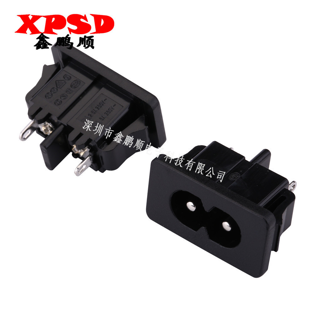 AC电源插座 AC母座插座 2孔2针铜针5A 250V ac插座母座AC-04