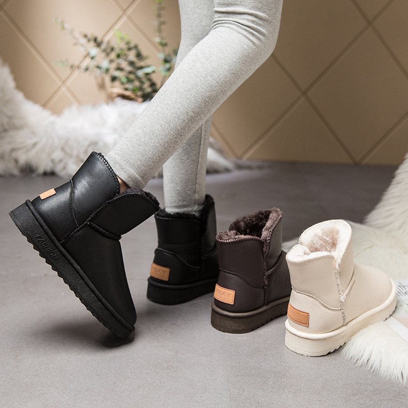2025 winter velvet PU water-proof and easy-care mid-calf snow boots…