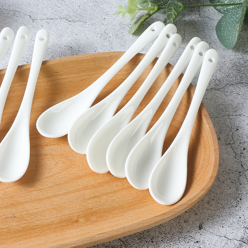 Ceramic spoon zakka small spoon coffee mixing spoon creative long handle white Spoon soup spoon seasoning Spoon gift Ceramic spoon zakka small spoon coffee mixing spoon creative long handle white Spoon soup spoon seasoning Spoon gift