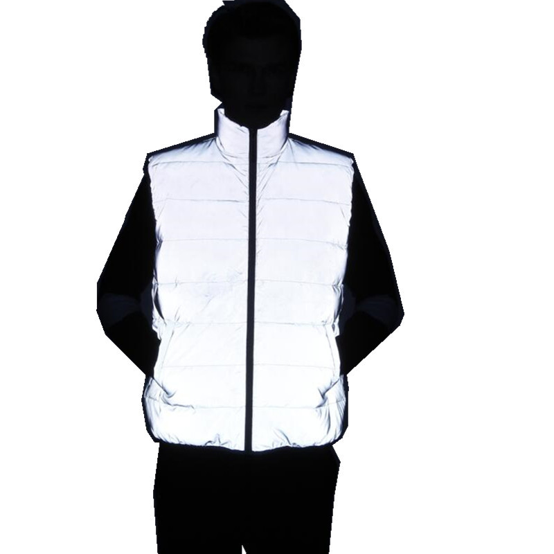Abbigliamento da uomo invernale riflettente bianco anatra gilet di seta e cotone gilet caldo per sport all'aria aperta_voghion.com