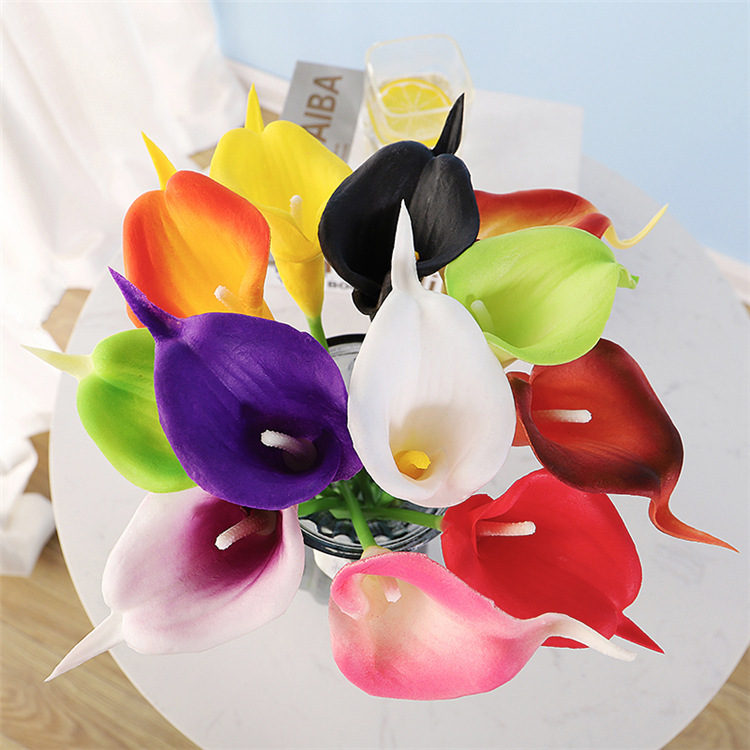 Mini PU Calla Lily flor artificial transfronteriza Comercio exterior decoración del hogar Accesorios de fotografía sensación fábrica al por mayor