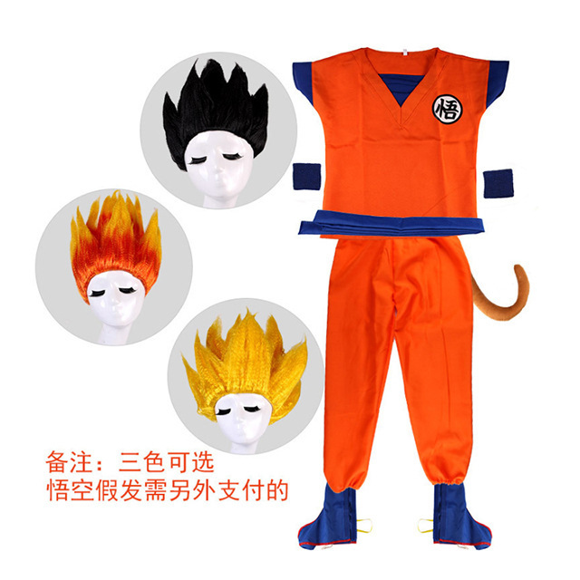 Halloween Cosplay Dragon Ball Rey Mono traje niños anime Super Saiyan rendimiento peluca