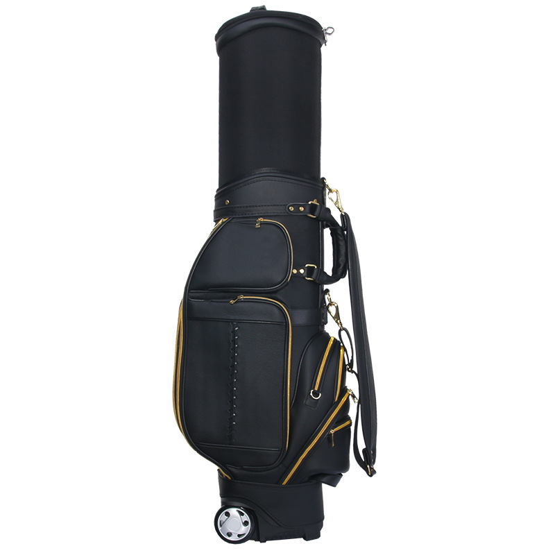 Túi golf PGM có thể thu gọn đa năng, mặt da, ký gửi hàng không tiện lợi — QB043 màu nâu đen, QB043 toàn màu đen