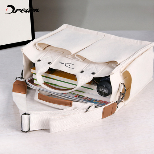 Korean women's bag with multiple pockets, shoulder bag, single-shoulder bag, casual and versatile crossbody bag for women, large capacity canvas bag